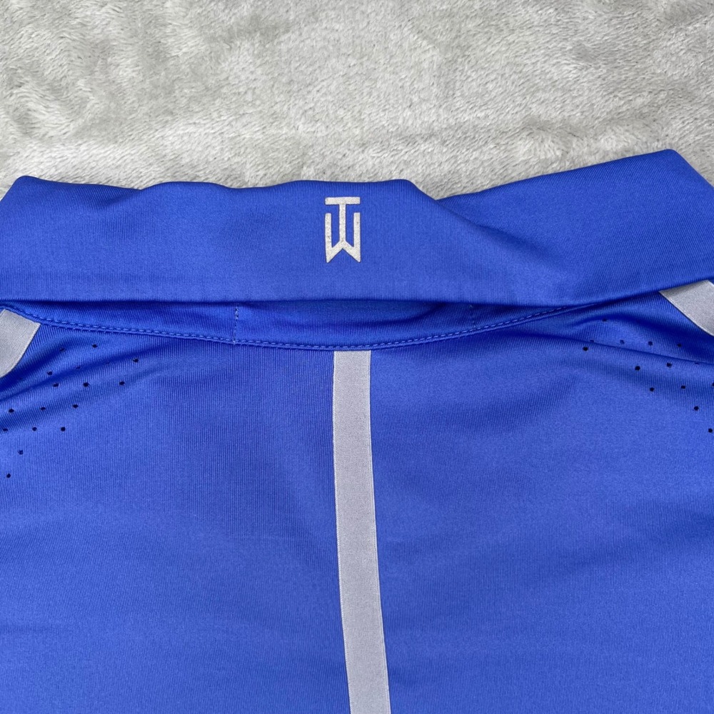 Nike Tiger Woods Collection Golf Polo Shirt Men XL Blue Solid Dri-FIT Perforated - Picture 9 of 9